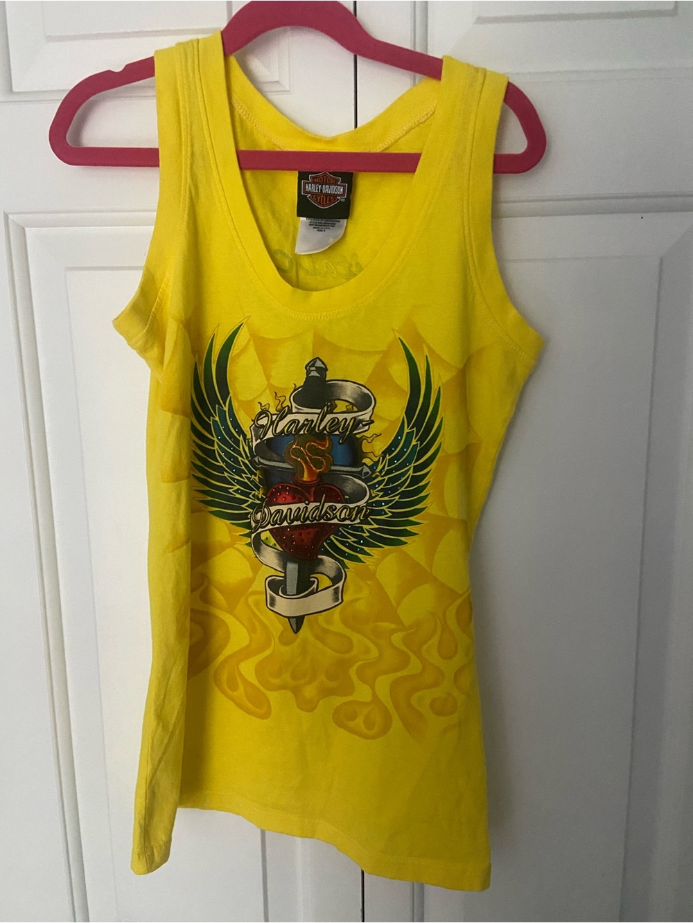 women’s small yellow Harley Davidson tank top